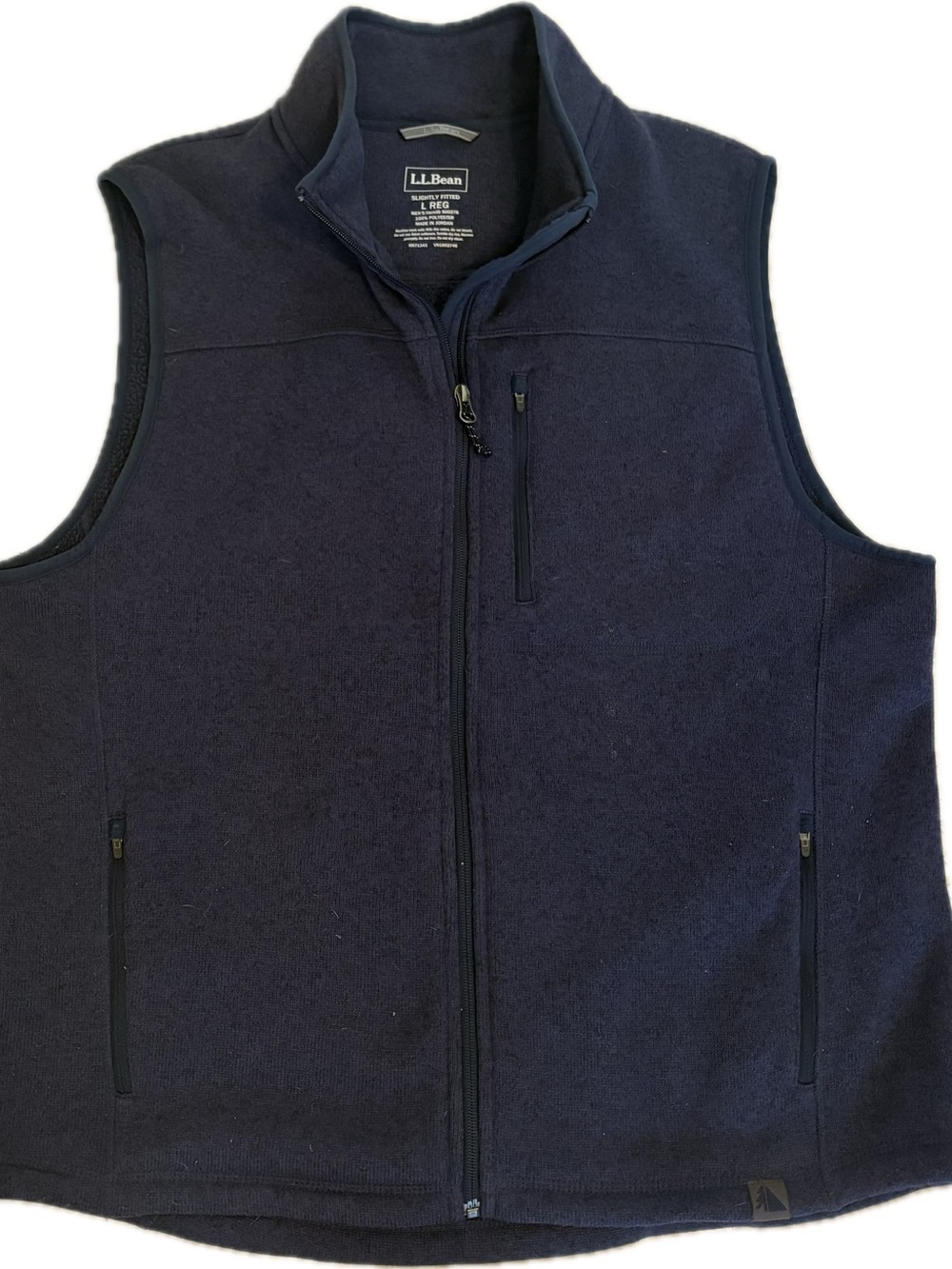 L.L.Bean Men's Navy Full Zip knit Vest Stand-Up Collar Size L Regular